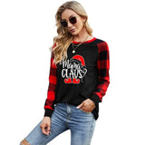 Women Mama Claus Christmas Mother Shirt Long Sleeve Buffalo Plaid Fashion Tops