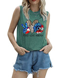 Women Peace Love America Shirt American Flag Sunflower Tank Tops