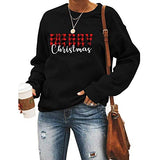 Women Long Sleeve Buffalo Plaid Merry Christmas Sweater Christmas Shirt