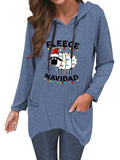 Fleece Navidad Hoodies Women Holiday Xmas Shirt Christmas Tops