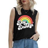 Day Drinkin' Vintage Rainbow Tank Femmes Chemise d'été drôle