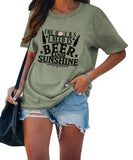 Women Vacation Summer Shirt The Only BS I Need is Beer and Sunshine Tees Tops