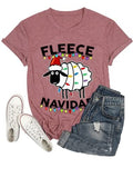 Fleece Navidad Tees Women Christmas Light Cute Sheep Graphic Shirt