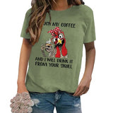 Funny Chicken Coffee Shirt Women Farmer Chicken Gift Tee Tops