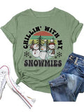 Chillin' with My Snowmies Tees Women Funny Christmas Shirt