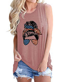 Messy Bun Women with American Sunglasses Shirt Cute Woman Messy Bun Glasses Tank Tops