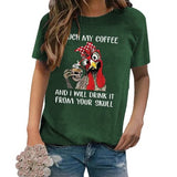 Funny Chicken Coffee Shirt Women Farmer Chicken Gift Tee Tops