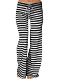 Fashion Striped Wide Leg Drawstring High Waist Yoga Pants