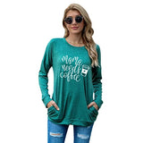 Mom Gift Shirt Women Mama Needs Coffee Long Sleeve Blouse with Pockets