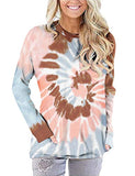 Women Fashion Long Sleeve Tie Dye Blouse with Pockets