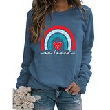 Valentines Rainbow Love Sweatshirt Women Love Heart Tee Tops