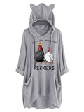 Pecker Shirt for Women Just A Girl Who Loves Peckers 3/4 Sleeve Knitting Hoodies with Pockets