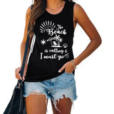 Women Beach is Calling & I Must Go Sleeveless Shirt for Women Beach Tank Top