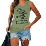 Women Beach is Calling & I Must Go Sleeveless Shirt for Women Beach Tank Top