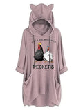 Pecker Shirt for Women Just A Girl Who Loves Peckers 3/4 Sleeve Knitting Hoodies with Pockets