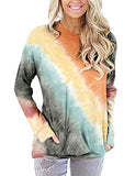 Women Colourful Gradient Long Sleeve Tie Dye Blouse with Pockets