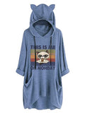 Women THIS IS ME ON MONDAY Shirt Cat Ears Hoodie with Pockets