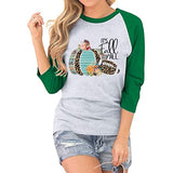 Women It's Fall Y'all Shirt 3/4 Raglan Sleeves Halloween Shirt