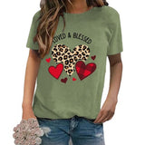 Loved & Blessed Valentines Day Shirt Women Love Heart Tee Tops