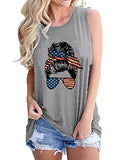 Messy Bun Women with American Sunglasses Shirt Cute Woman Messy Bun Glasses Tank Tops