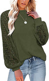 Women Fashion Tops Grace Stitching Round Neck Long-Sleeved Shirt