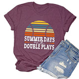 Women Retro Baseball Shirt Summer Days and Double Plays T-Shirt