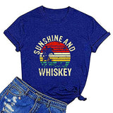 T-Shirt femme soleil et whisky, chemise graphique Vintage