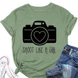 Women Valentines Day Camera Heart Shirt