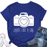 Women Valentines Day Camera Heart Shirt