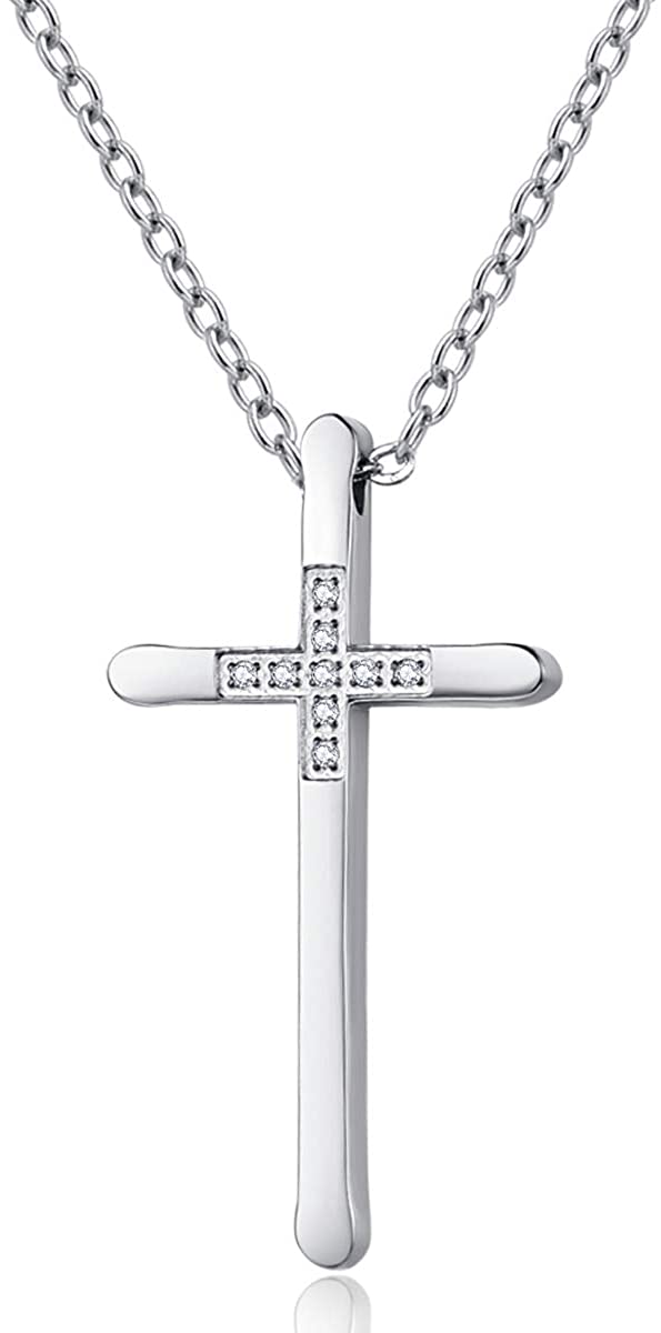 Womens Cross Necklace 18K Rose Gold Silver Filled, Long Large Skinny Cross Necklaces Simple, Ideas for Her Mom Daughter Sister Wife