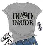 Women Retro Dead Inside Skull Tee Shirt Women Skull Graphic Shirt