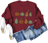 Women Halloween Crewneck Sweatshirt Long Sleeve Pumpkin Shirt