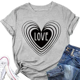 Love Heart Shirt Women Valentine's Day Gift Tee Tops