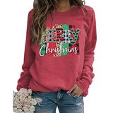 Women Long Sleeve Leopard & Buffalo Plaid Merry Christmas Sweater Christmas Shirt