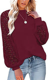 Women Fashion Tops Grace Stitching Round Neck Long-Sleeved Shirt