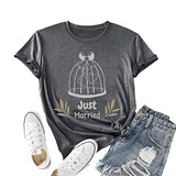 Just Married Shirts Women Wedding Graphic Love Shirt