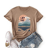 Women Let's Go Camping Shirt Gift Camping Tee Tops