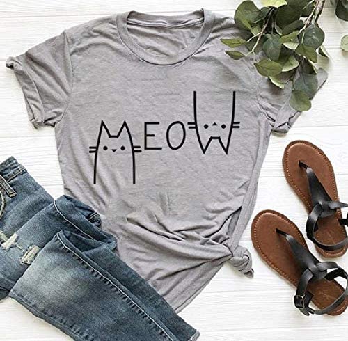 Women Meow Cute Cat T-Shirt