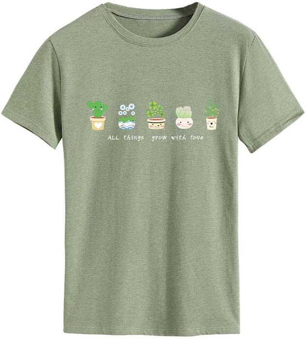Women Positive Vibes T-Shirt All Things Grow with Love Plant Addict Shirt