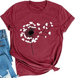 Women Love Dandelion Graphics Tee Shirt Graphic Tee Women