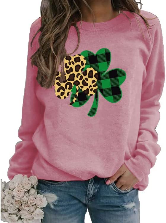 St. Patricks Day Sweatshirt Women Clover Shamrock Graphic Shirt