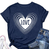 Love Heart Shirt Women Valentine's Day Gift Tee Tops