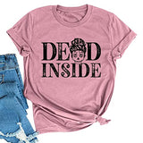 Women Retro Dead Inside Skull Tee Shirt Women Skull Graphic Shirt