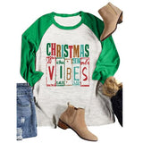 Christmas Vibes Blouse Women 3/4 Sleeve Graphic Blouse