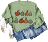 Women Halloween Crewneck Sweatshirt Long Sleeve Pumpkin Shirt