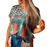 Women Short Sleeve Floral Print Shirt Tops Bohemian Tee Shirt