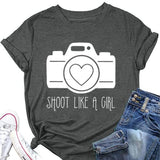 Women Valentines Day Camera Heart Shirt