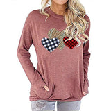 Women Buffalo Plaid & Leopard Heart Blouse with Pockets