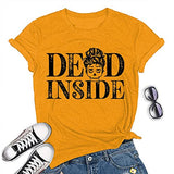 Women Retro Dead Inside Skull Tee Shirt Women Skull Graphic Shirt