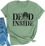 Women Retro Dead Inside Skull Tee Shirt Women Skull Graphic Shirt